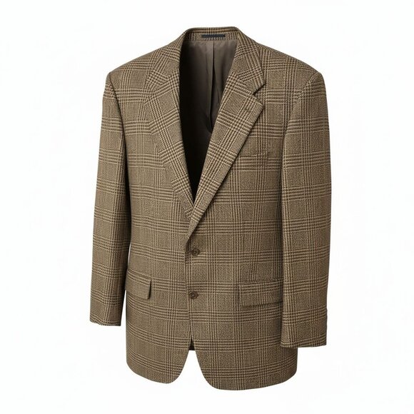 Ralph Lauren 42R Mens Glen Plaid Wool Sports Coat Brown 2 Button Classic Fit Vin - Picture 1 of 16